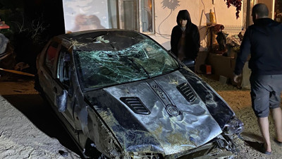 Otomobilin sulama kanalına uçtuğu anlar saniye saniye kaydedildi