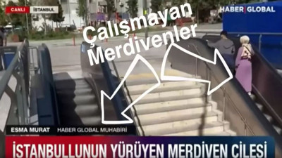 Yürüyen merdivenlerin yürüdüğünü göre göre yürümüyor diye yalan haber yaptılar. Hiç utanmanız yok mu yüzünüz de mi kızarmıyor