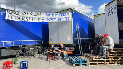 Almanya’da aralarında bir Türk’ün de bulunduğu 85 tır şoförü açlık grevinde