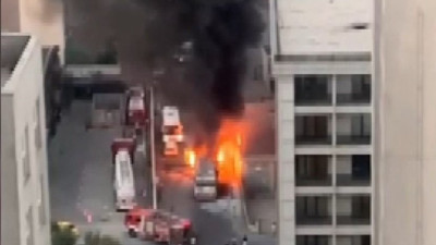 Esenyurt'ta süt tankerinde yangın