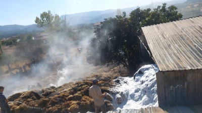 Bolu’da samanlık alev alev yandı