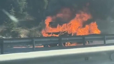 TEM'de korkunç kaza: Alev alev yanan araçta feci şekilde can verdi