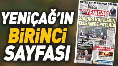 Yeniçağ Gazetesi'nin 1. sayfası (02 Ekim 2023)
