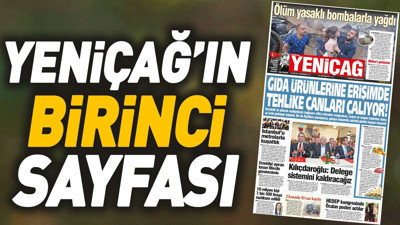 Yeniçağ Gazetesi'nin 1. sayfası (16 Ekim 2023)
