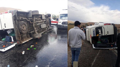 Yolcu minibüsü devrildi: 10 yaralı
