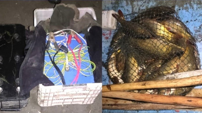 Elektrikli kaçak balık avı yapan iki kişi suçüstü yakalandı