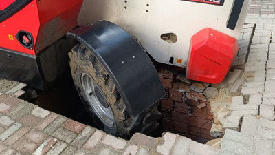 Kaldırım vincin ağırlığına dayanamadı