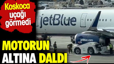 Koskoca uçağı görmedi. Motorun altına daldı