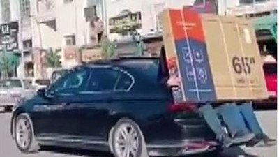 Dev televizyonu böyle taşıdılar