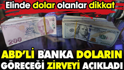ABD'li banka doların göreceği zirveyi açıkladı. Elinde doları olanlar dikkat!