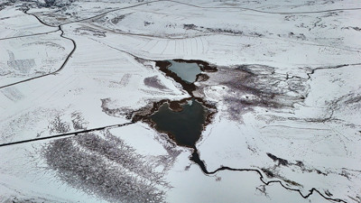 Lavaş Gölü kısmen dondu