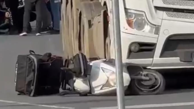 Hafriyat kamyonu dehşet saçtı. Motosikletli son anda kurtuldu