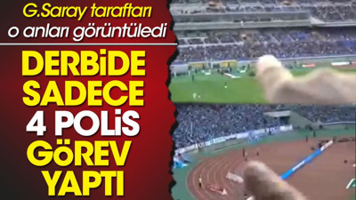 30 bin kişinin izlediği derbide sadece 4 polis görev yaptı. Galatasaray taraftarı o anları kaydetti