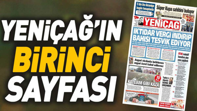 Yeniçağ Gazetesi'nin 1. sayfası (29 Aralık 2023)