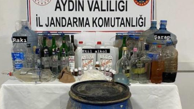 Aydın'da yılbaşı öncesi 290 litre sahte alkol ele geçirildi