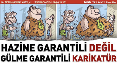 Hazine garantili değil gülme garantili karikatür. Emre Ulaş çizdi