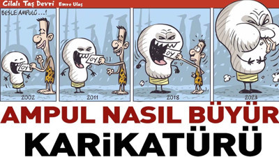 Huzurlarınızda ampul canavarı. Emre Ulaş emeklilerin maaşını yutan makinayı çizdi