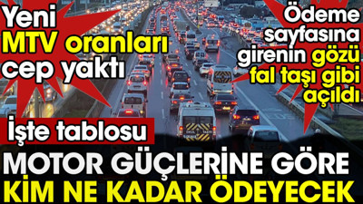 Motor güçlerine göre kim ne kadar MTV ödeyecek. İşte tablosu