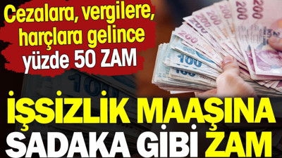 İşsizlik maaşına sadaka gibi zam. Cezalara harçlara ve vergilere gelince yüzde 50 zam