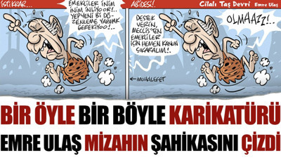 Emeklilerin maaşları büyük teklif. Bir öyle bir böyle karikatürü. Emre Ulaş mizahın şahikasını çizdi