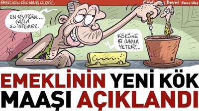 Emeklinin yeni kök maaşı açıklandı. Emre Ulaş saksıdaki emeklinin karikatürünü çizdi