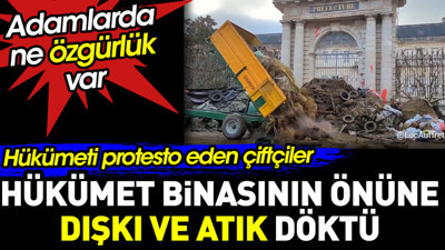 Hükümeti protesto eden çiftçiler hükümet binasının önüne dışkı ve atık döktü. Adamlarda ne özgürlük var