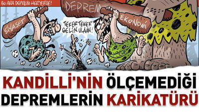 Kandilli'nin ölçemediği depremlerin karikatürü. Emre Ulaş'tan hayran bırakacak hiciv