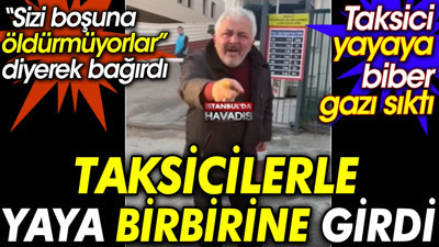 Taksicilerle yaya birbirine girdi. Sizi boşuna öldürmüyorlar diyerek bağırdı.