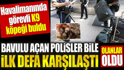 Havalimanında bavulu açan polisler ilk defa karşılaştı. K9 köpeği buldu olanlar oldu