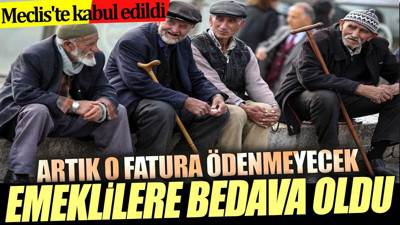 Emeklilere bedava oldu! Artık o fatura ödenmeyecek. Meclis'te kabul edildi