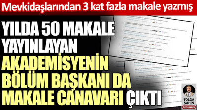 Yılda 50 makale yayınlayan akademisyenin bölüm başkanı da makale canavarı çıktı