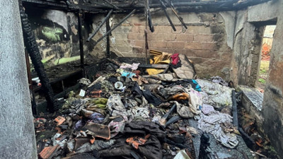 Metruk binada yangın paniğe sebep oldu