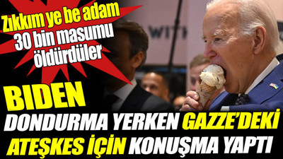 Biden dondurma yerken Gazze'deki ateşkes için açıklama yaptı. Zıkkım ye be adam 30 bin masum öldü