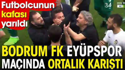 Bodrum Eyüp maçında ortalık karıştı. Futbolcunun kafası yarıldı. Hastaneye kaldırıldı. Arda Turan çılgına döndü