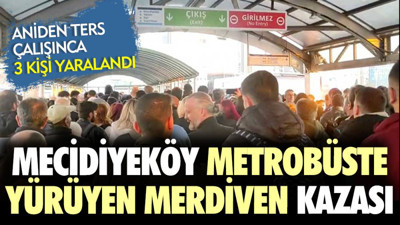 Mecidiyeköy metrobüste yürüyen merdiven kazası. Yaralılar var