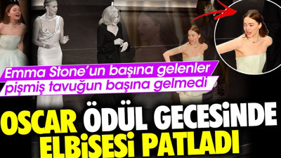 Emma Stone'un elbisesi Oscar ödül gecesinde patladı. Başına gelen pişmiş tavuğun başına gelmedi