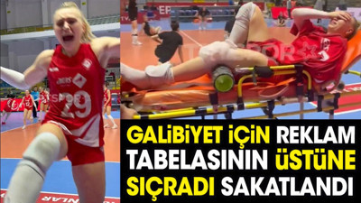 Galibiyet için reklam tabelasının üstüne sıçradı sakatlandı