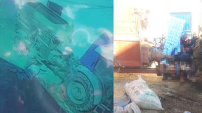 Yem karma makinesine sıkışarak can verdi