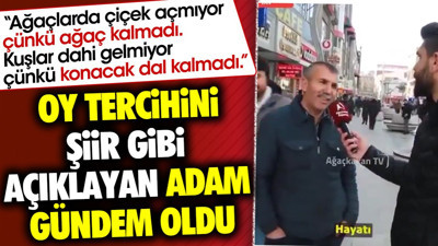 Oy tercihini şiir gibi açıklayan adam gündem oldu. 'Kuşlar dahi gelmedi çünkü konacak dal kalmadı'