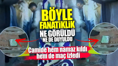 Böyle fanatiklik ne görüldü ne de duyuldu! Camide hem namaz kıldı, hem de maç izledi