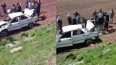 Bismil’de otomobil şarampole yuvarlandı: 6’sı çocuk 9 yaralı