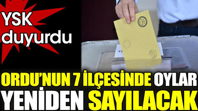 Ordu'nun 7 ilçesinde oylar yeniden sayılacak. YSK duyurdu