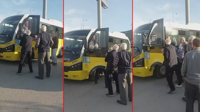 Minibüs şoförleri birbirine girdi ortalık boks ringine döndü