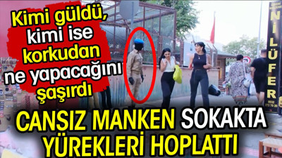 Cansız manken sokakta yürekleri hoplattı! Kimi güldü, kimi ise korkudan ne yapacağını şaşırdı