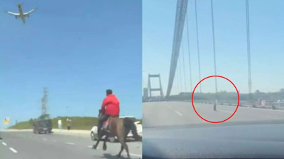 İstanbul trafiğinde hayrete düşüren anlar! Atla trafiğe çıkan da yolda araçsız giden lastikte var