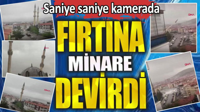 Fırtına minare devirdi