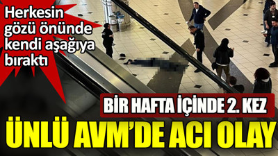 Ünlü AVM'de korku dolu anlar. Kendini 5. kattan aşağıya bıraktı