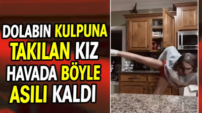 Dolabın kulpuna takılan kız havada böyle asılı kaldı