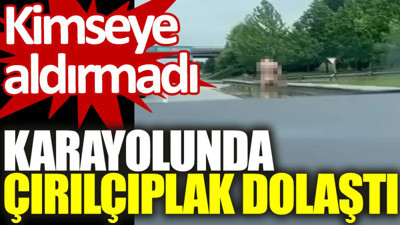 Kocaeli’de ilginç görüntü: Kimseye aldırmadı, karayolunda çırılçıplak dolaştı