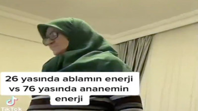 Anneannesi spor yaparken yorgun yatan genç kızın videosu viral oldu
